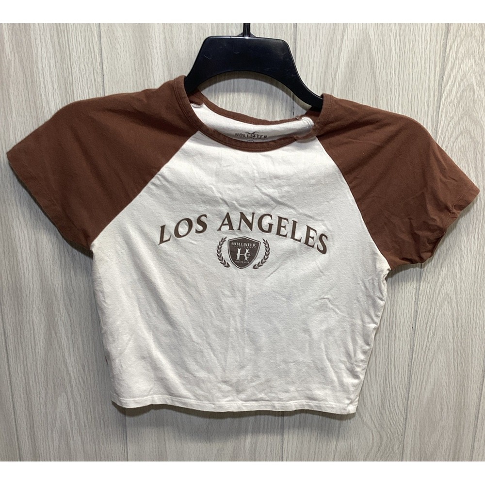 HOLLISTER Women's (Size M) Cropped T-Shirt Crew Neck Short‎ Sleeve Las Angeles